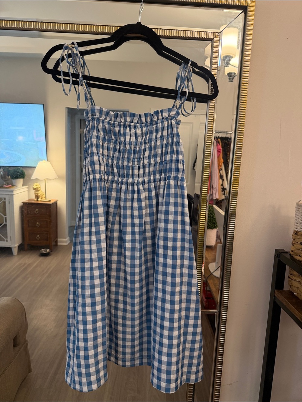 Altar'd State Blue and White Gingham Mini Dress